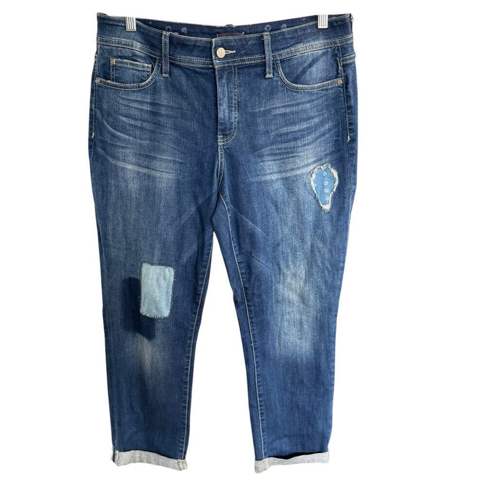NYDJ Not Your Daughter Jeans Womens 10 Jessica Relaxed Boyfriend Blue Dark Wash